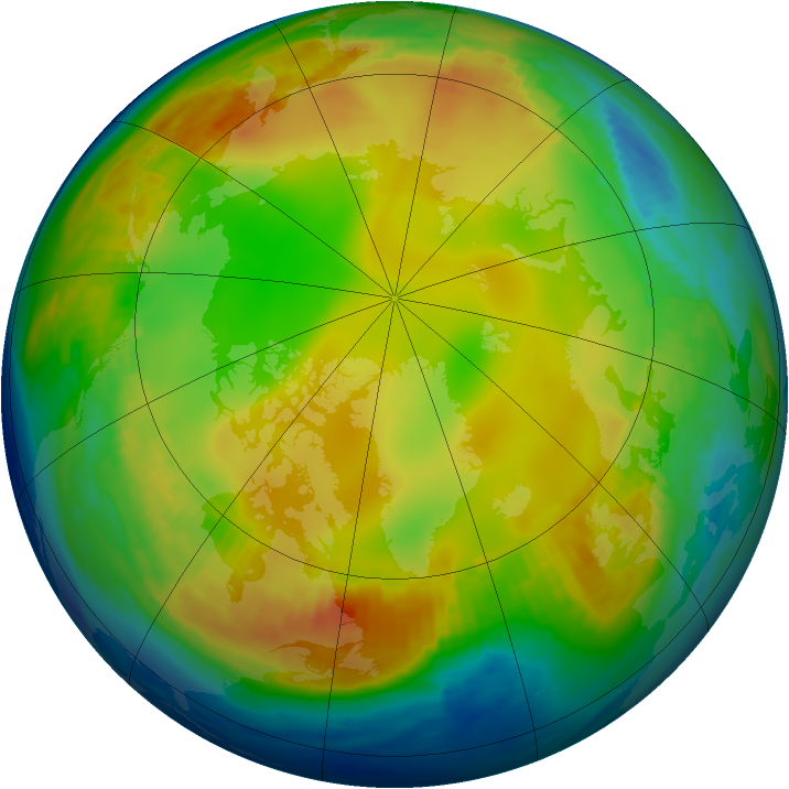 Arctic ozone map for 06 January 1988